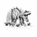 three différents hatching dinosaurs in thé forest tattoo design idea