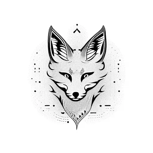 A guitar with intricate musical notes and a fox head incorporated into the design tattoo design idea