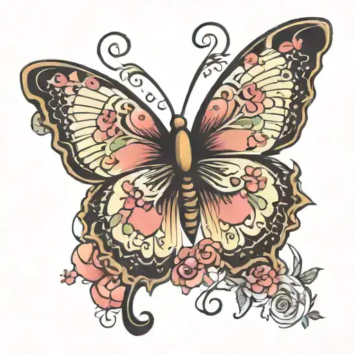 Half butterfly half money butterfly tattoo design idea