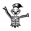 A medieval cheerful clown with his arms up tattoo design idea