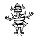 A medieval cheerful clown with his arms up tattoo design idea