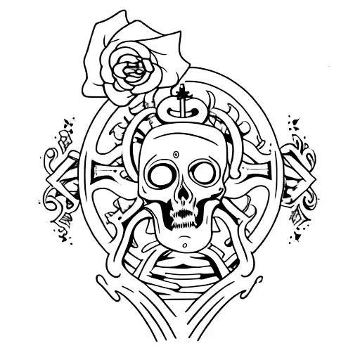 creepy mystery graveyard tattoo design idea