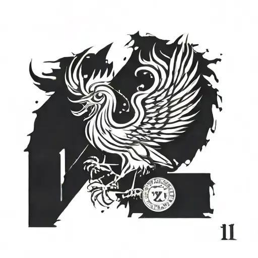A minimalist blackwork design featuring the Liverpool FC Liverbird logo and the number '11' in honor of Mohamed Salah's jersey number tattoo design idea