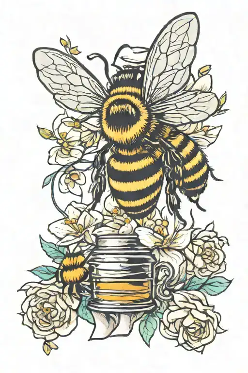 bourbon, bees, chef, cheer dad tattoo design idea