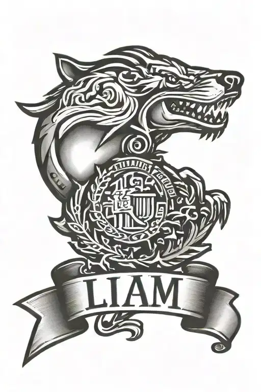 "Liam" in shape on Kentucky state outline tattoo design idea