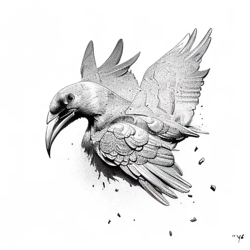 Raven spread wings tattoo design idea