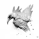 Raven spread wings tattoo design idea