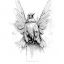 Raven spread wings tattoo design idea