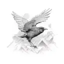 Raven spread wings tattoo design idea