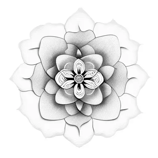 five petal flower tattoo design idea