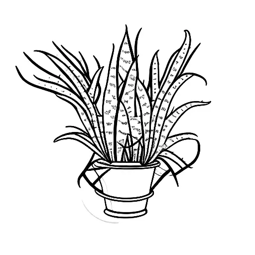 aloe Vera plant coming out of a funky pot plant tattoo design idea