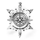 steampunk nautical compass tattoo design idea
