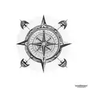 steampunk nautical compass tattoo design idea