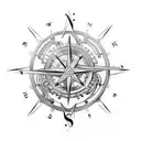 steampunk nautical compass tattoo design idea