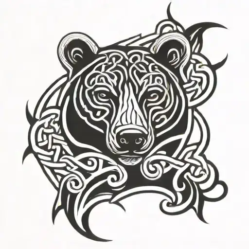 A Celtic knotwork design incorporating a bear motif tattoo design idea