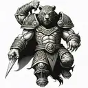 A stylized Celtic warrior with bear claws as armor tattoo design idea