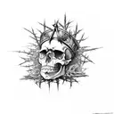 skull with crown of thorns tattoo design idea