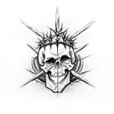 skull with crown of thorns tattoo design idea