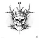 skull with crown of thorns tattoo design idea