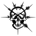 skull with crown of thorns tattoo design idea