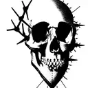 skull with crown of thorns tattoo design idea