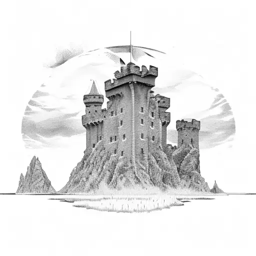 Clan macNaughton black tower castle  tattoo design idea