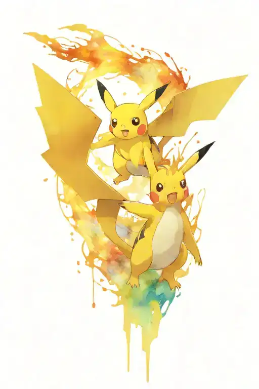 Pokemon battle scene tattoo design idea