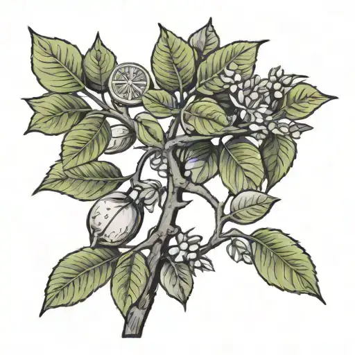 lime tree branch tattoo design idea