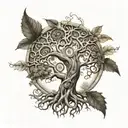 A family tree intertwined with medical symbols like acaduceus tattoo design idea