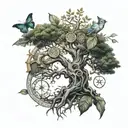 A family tree intertwined with medical symbols like acaduceus tattoo design idea