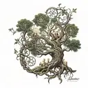 A family tree intertwined with medical symbols like acaduceus tattoo design idea