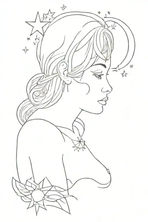 fine line, sun and moon, stars, gracie abrams, billie eilish, love, cherry, summer, fruit, ocean, fashion tattoo design idea