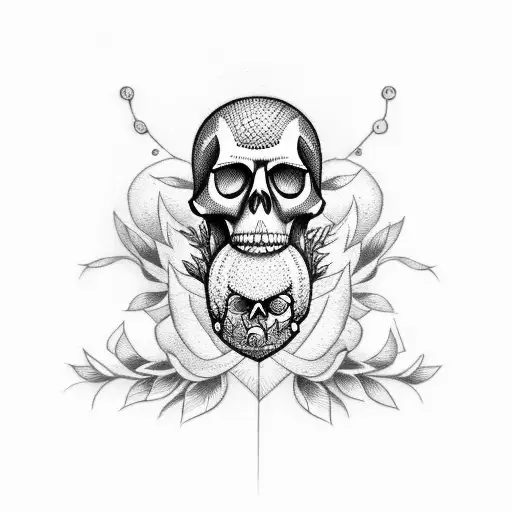 pineapple and skull tattoo design idea