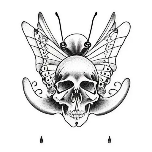 butterfly with skeleton  tattoo design idea