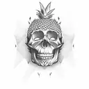 pineapple and skull tattoo design idea