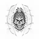 pineapple and skull tattoo design idea