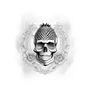 pineapple and skull tattoo design idea