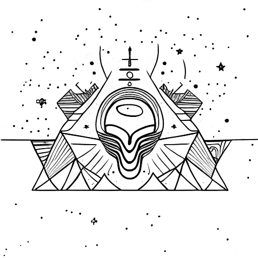 Cosmic alien landscape tattoo design idea