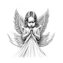 angel Gabriel blowing into trumpet tattoo design idea