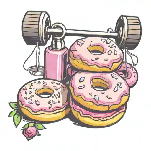 donuts and gym weights tattoo design idea