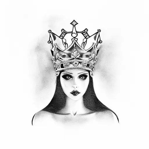 crown band Queen, love, music tattoo design idea