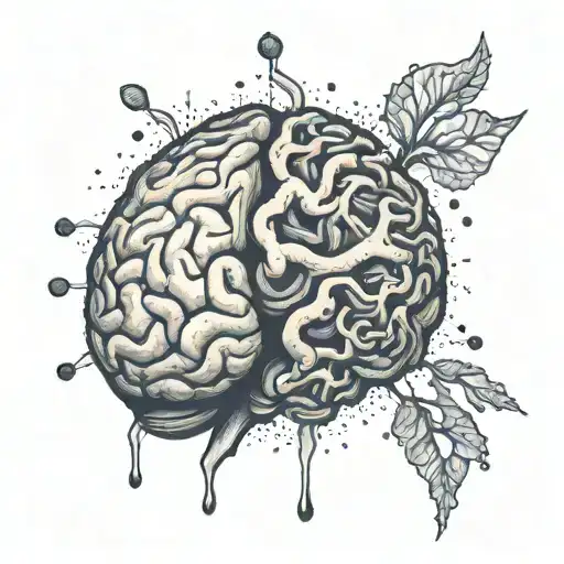 brain that takes in its arms a broken heart tattoo design idea