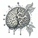 brain that takes in its arms a broken heart tattoo design idea