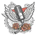 microphone and wings spread wide tattoo design idea