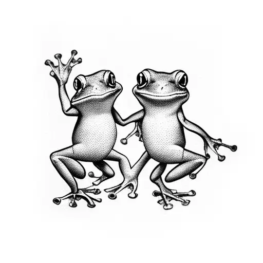 frogs dancing holding hands tattoo design idea