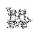 frogs dancing holding hands tattoo design idea