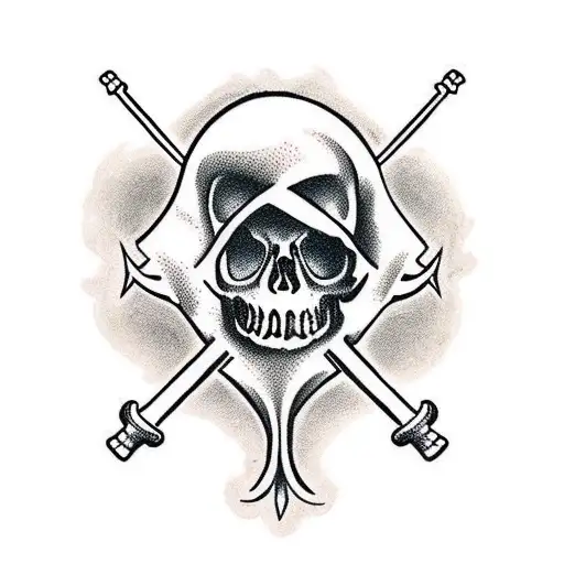Traditional style skull and crossbones tattoo design idea
