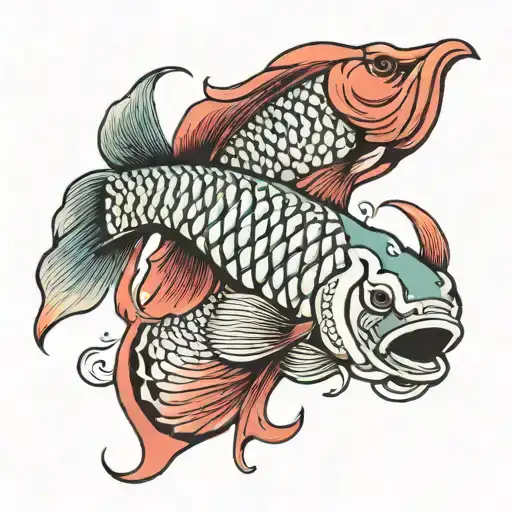 arowana fish tattoo design idea