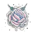 deep red carnation with love infinity with peacock feather  tattoo design idea