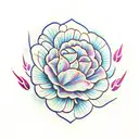 deep red carnation with love infinity with peacock feather  tattoo design idea